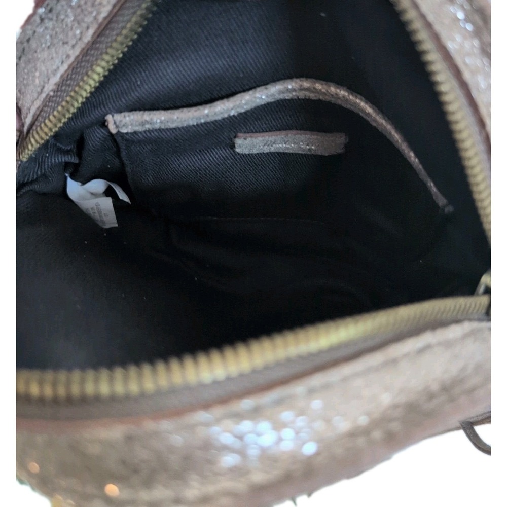 Madewell Purse Metallic Sand Simple Circle‎ Crossbody Bag Preppy Party - Picture 3 of 5